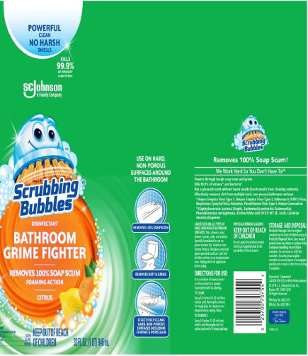 Scrubbing Bubbles Bathroom Grime Fighter Disinfectant Spray - Citrus Fresh, 32 oz